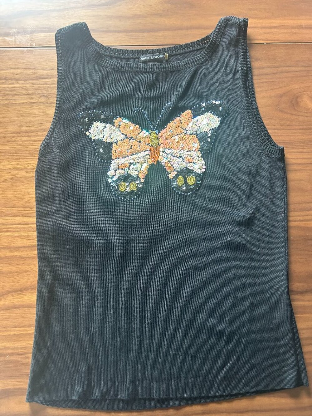 Y2K sequin/Beaded Butterfly Top M